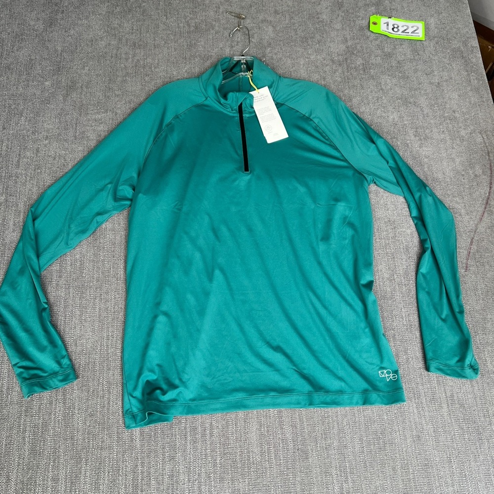 H&M Move DryMove 1/4 Zip Pullover Athletic Running Top Women L Green Long Sleeve